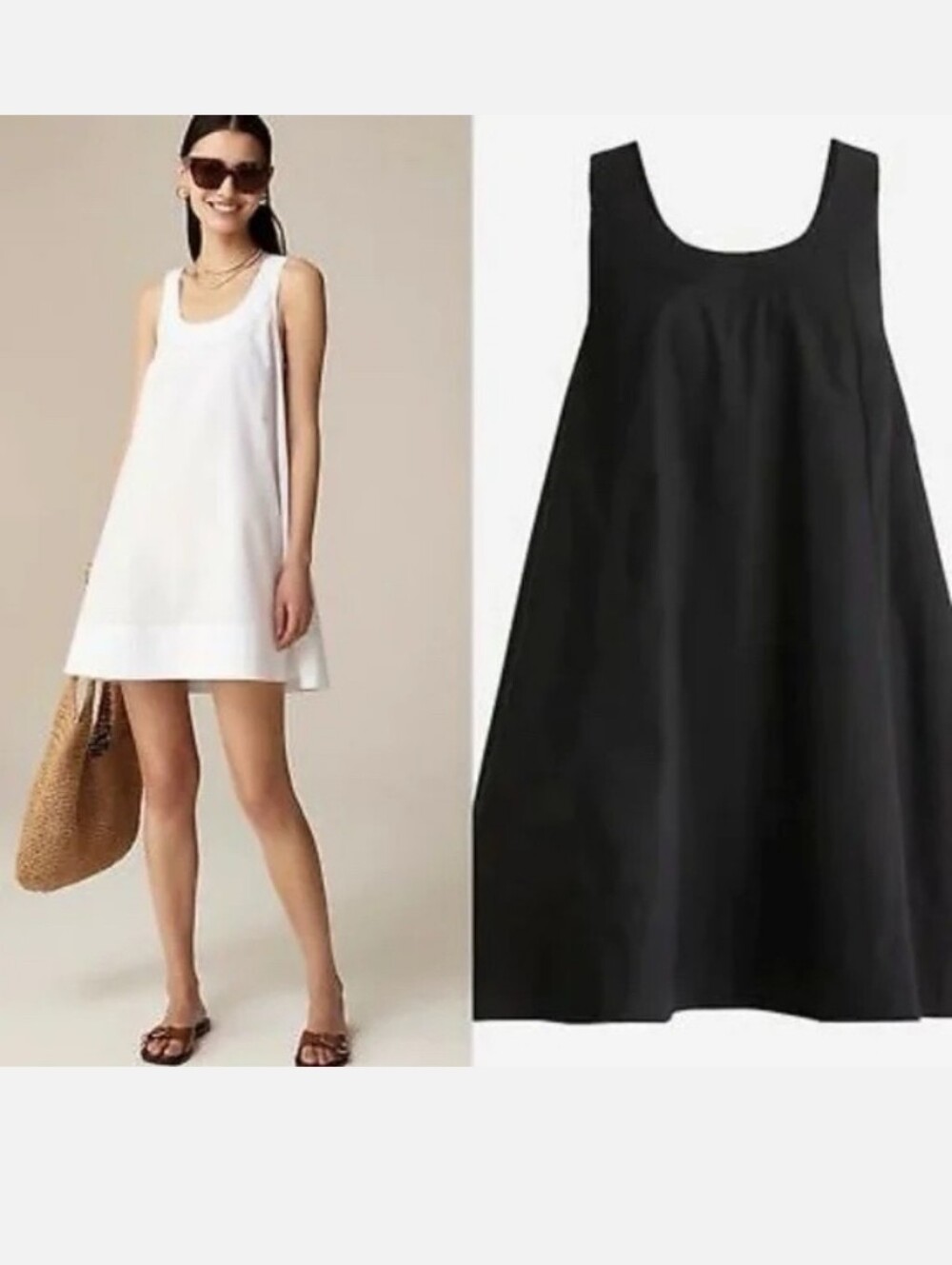 J Crew Black Patti Sleeveless A-line Shift Dress in Cotton Poplin Size L NWT